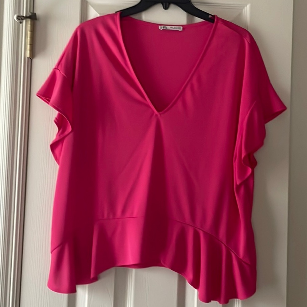 Zara Short Sleeve Ruffle Top - Picture 3 of 3